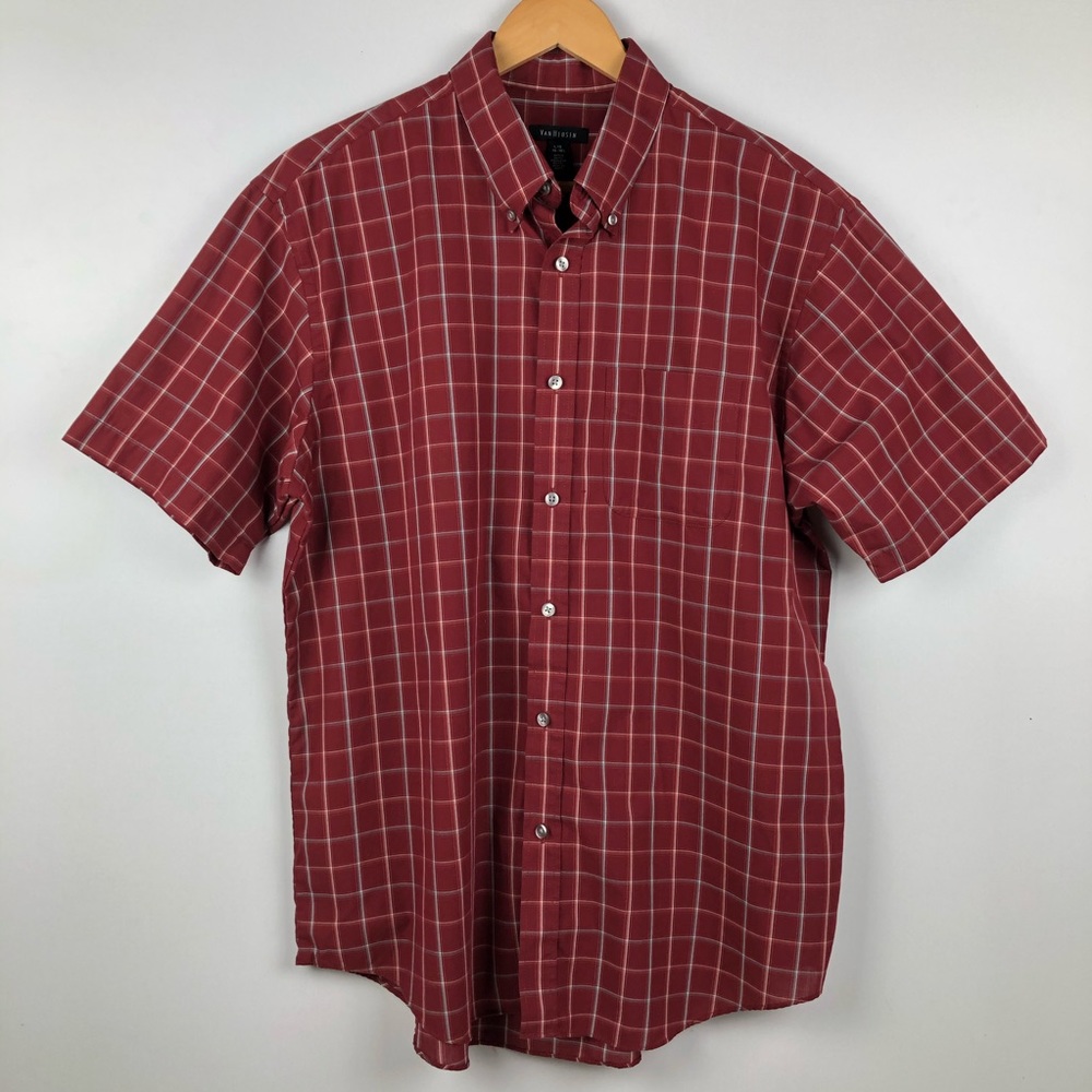 VAN HEUSEN Plaid Button Up Shirt Red Size L
